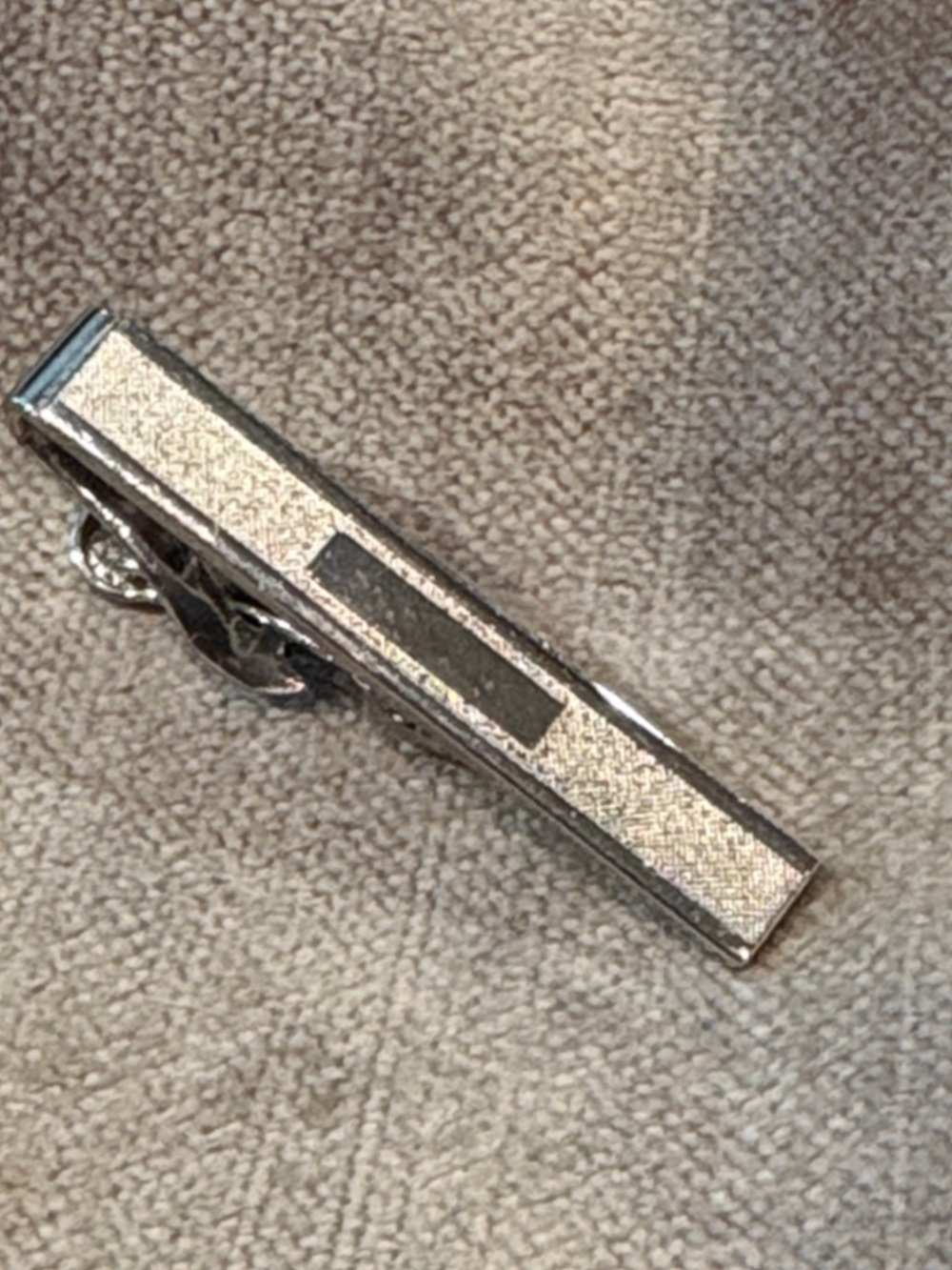 SWANK Sterling Silver Brushed Tie Clip Mondernist Sleek Rectangular Design